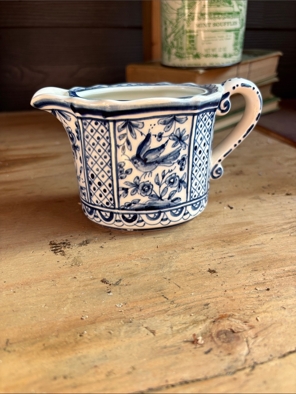 Blue and White Floral Bird Creamer Pitcher✨